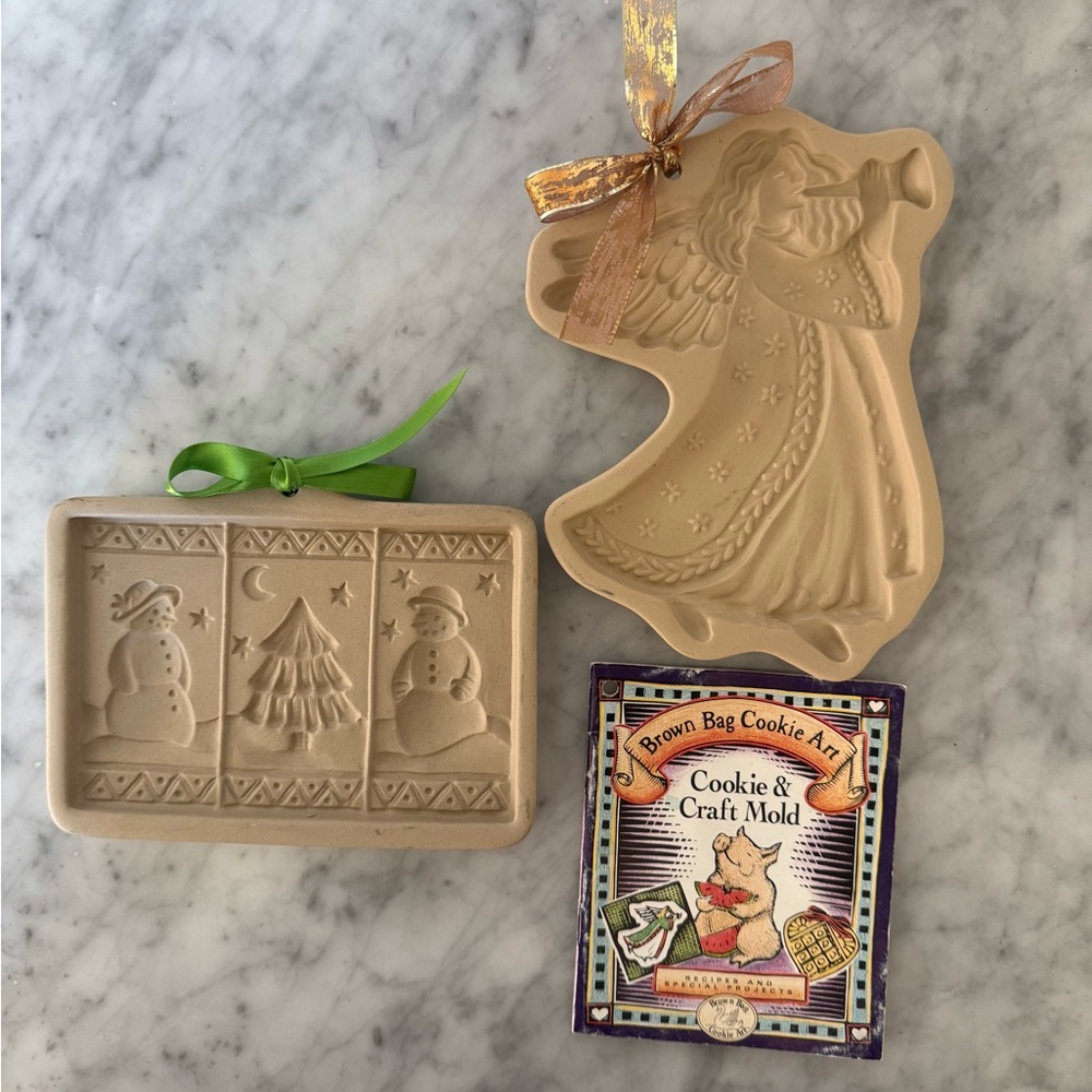 Two Brown Bag Cookie Art Molds